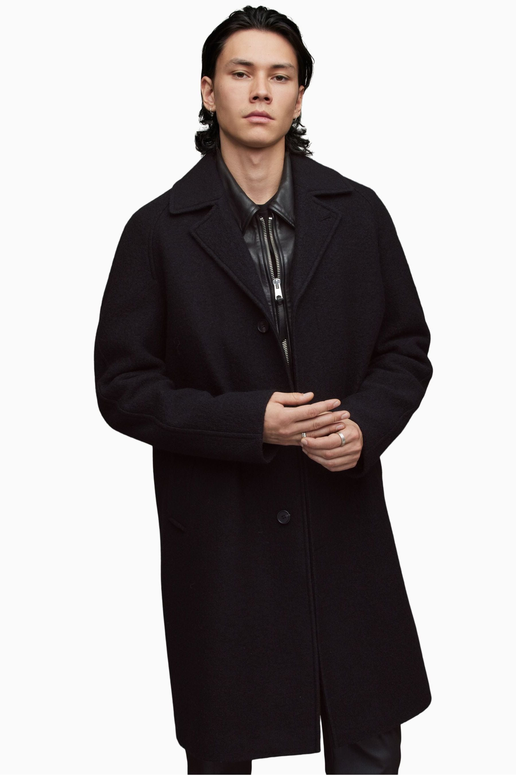 Buy AllSaints Black Holt Coat from Next USA
