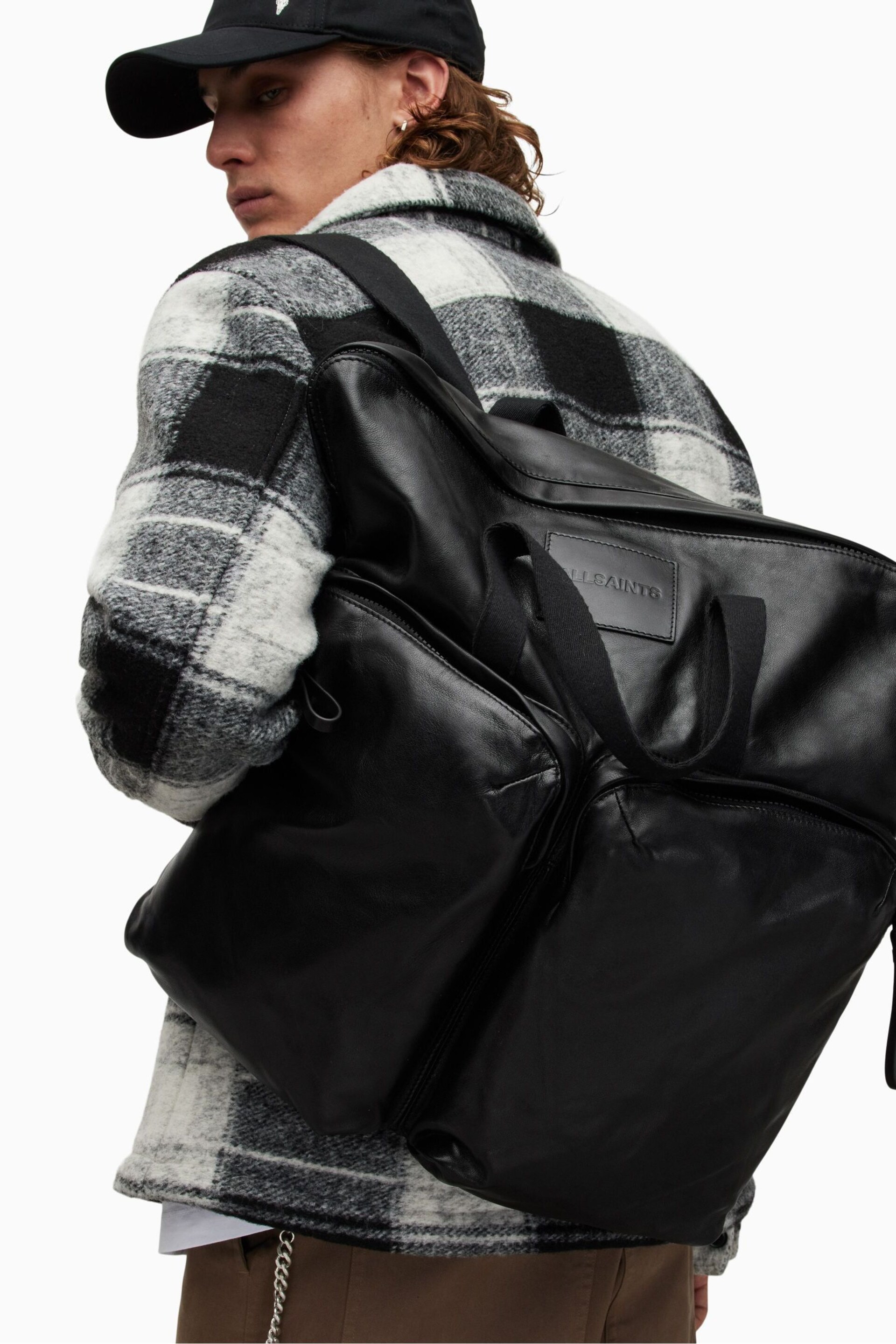 AllSaints Black Force Backpack - Image 6 of 7