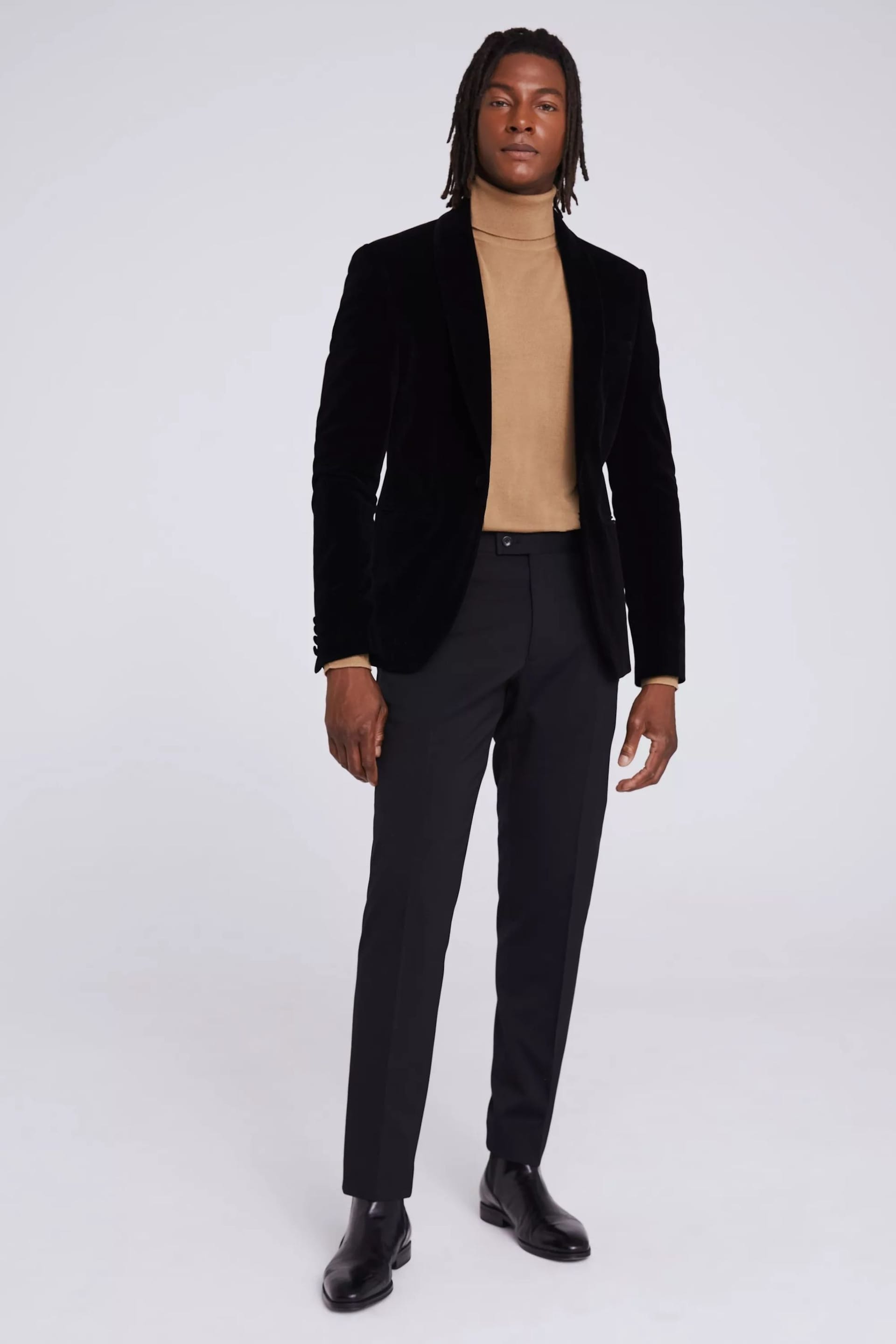 MOSS Tailored Fit Black Velvet Jacket - Image 4 of 5