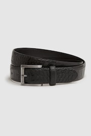 Reiss Black/Gunmetal Albany Leather Belt - Image 1 of 4