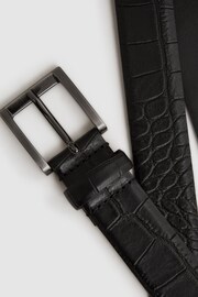 Reiss Black/Gunmetal Albany Leather Belt - Image 4 of 4