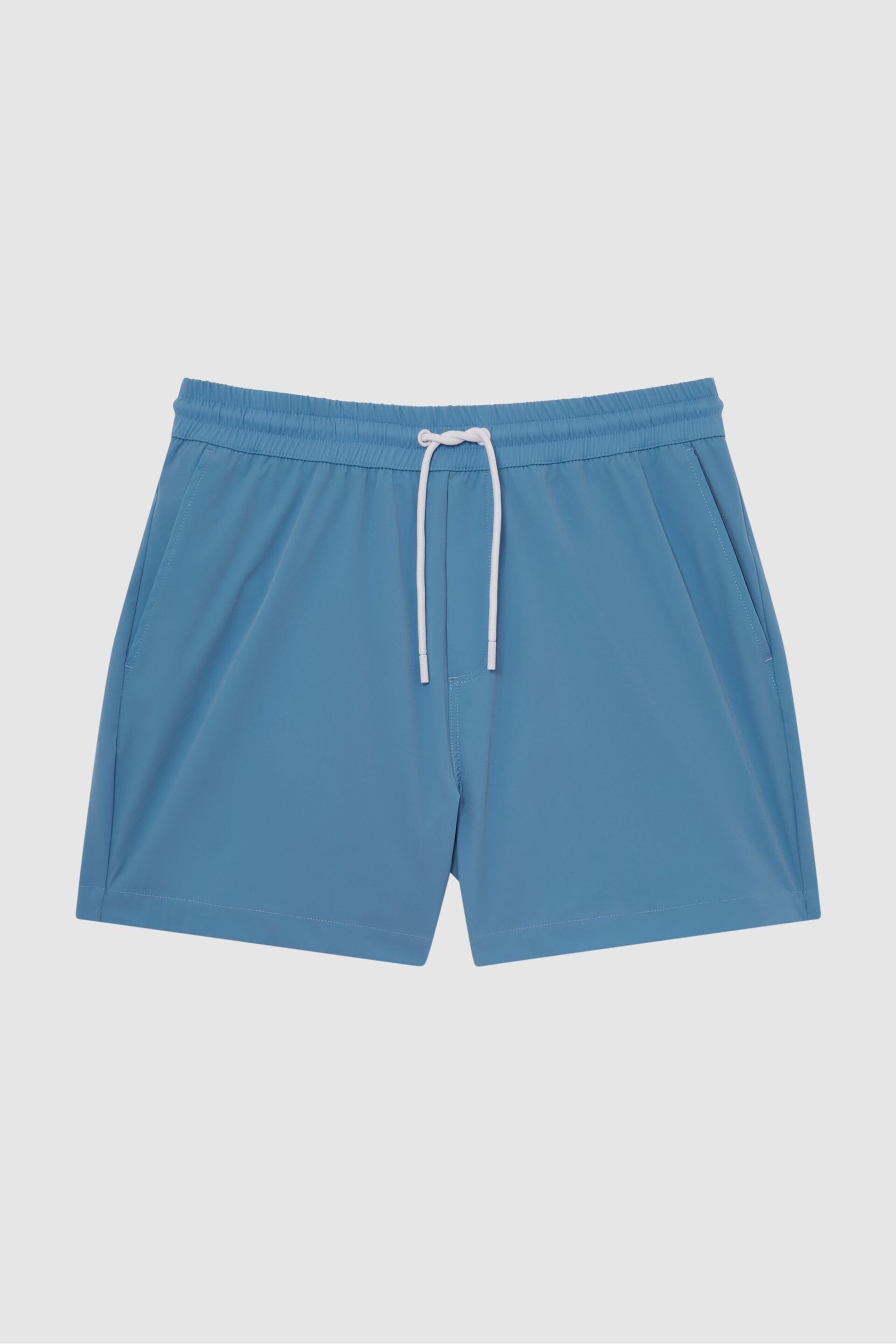 Reiss Turquoise Blue Beach Plain Drawstring Swim Shorts - Image 2 of 7