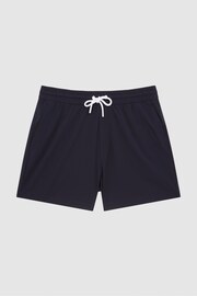 Reiss Navy Beach Plain Drawstring Swim Shorts - Image 2 of 7