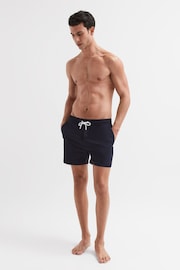 Reiss Navy Beach Plain Drawstring Swim Shorts - Image 3 of 7