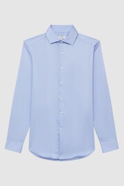 Reiss Mid Blue Remote Cotton Satin Slim Fit Shirt - Image 2 of 6