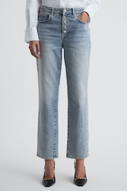 Reiss Light Blue Maisie Cropped Mid Rise Straight Leg Jeans - Image 1 of 5