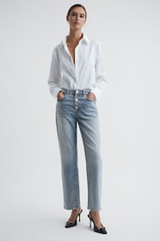 Reiss Light Blue Maisie Cropped Mid Rise Straight Leg Jeans - Image 3 of 5