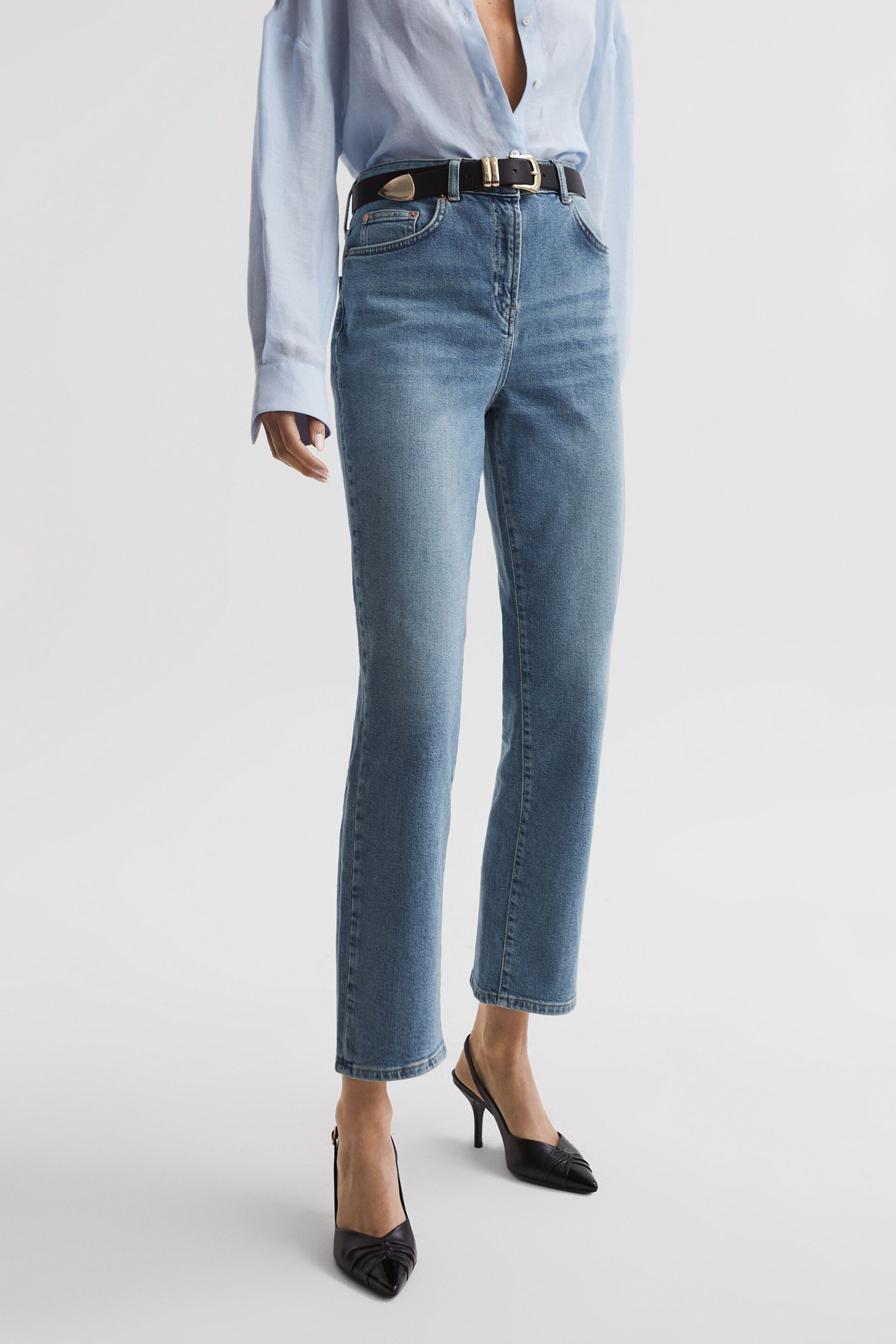 Reiss Light Blue Phillipa Straight Leg Boyfriend Jeans - Image 1 of 6