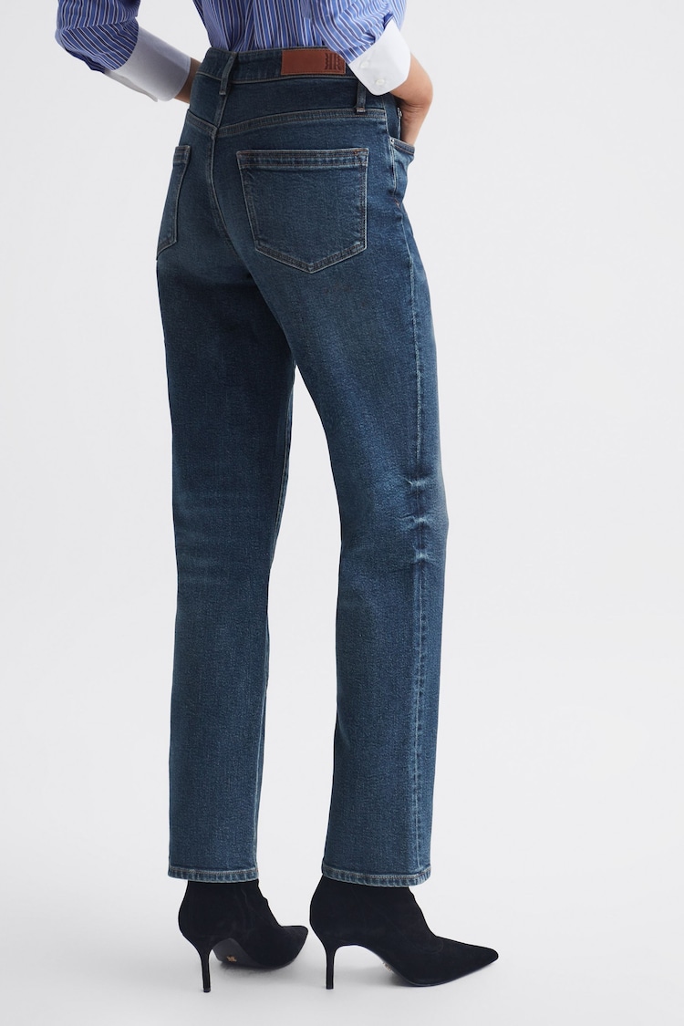 Reiss Mid Blue Phillipa Straight Leg Boyfriend Jeans - Image 5 of 5