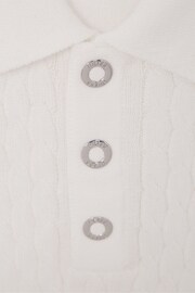 Reiss Ecru Eli Junior Press Stud Cable Knit Polo Shirt - Image 6 of 6