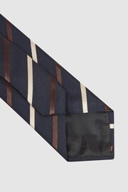 Reiss Navy Seville Silk Blend Striped Tie - Image 4 of 4