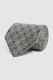 Reiss Sea Green Asolo Silk Medallion Print Tie - Image 3 of 5