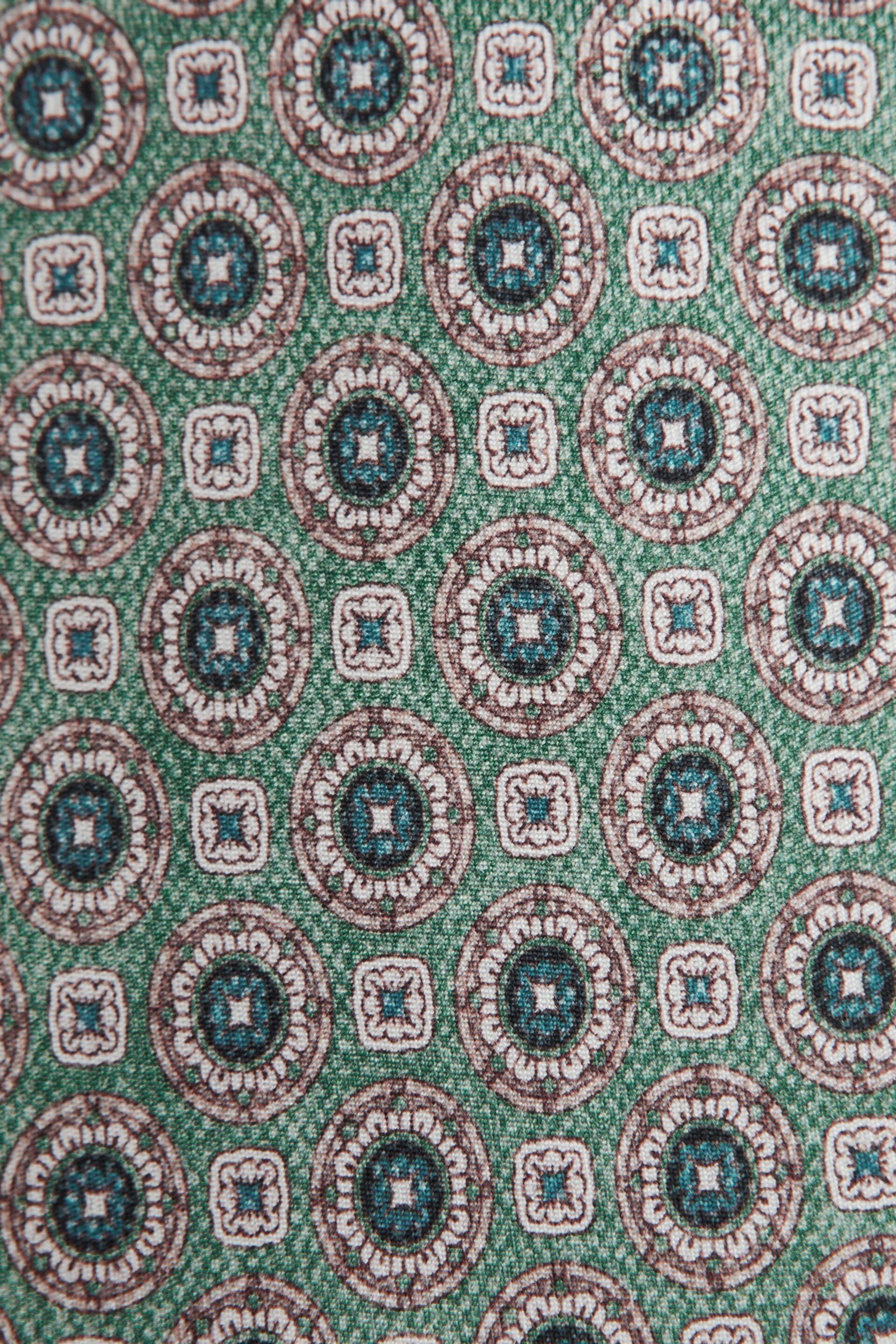 Reiss Sea Green Asolo Silk Medallion Print Tie - Image 5 of 5