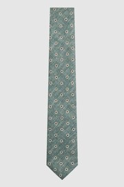 Reiss Sea Green Melange Porto Silk Polka Dot Print Tie - Image 1 of 5