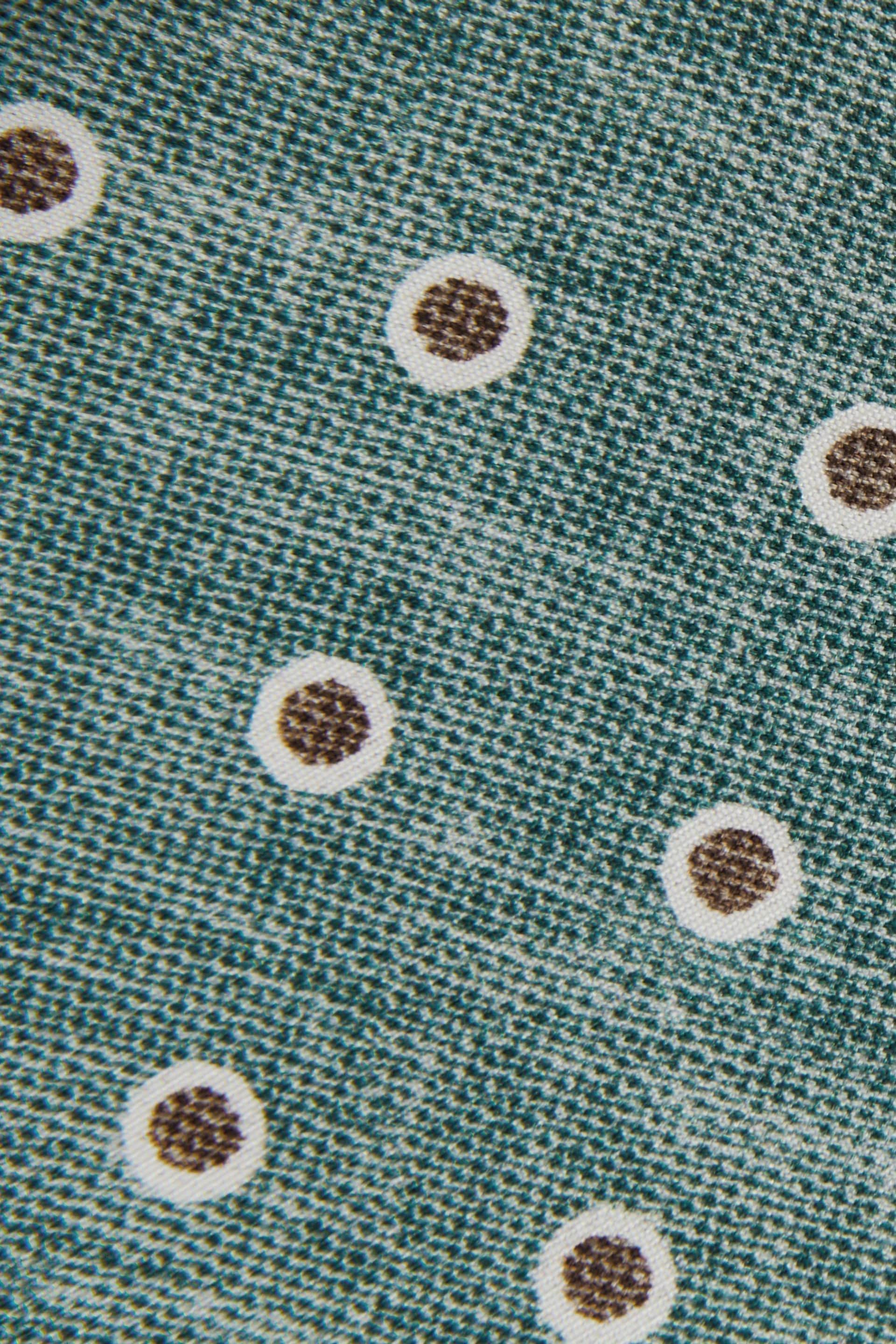 Reiss Sea Green Melange Porto Silk Polka Dot Print Tie - Image 5 of 5