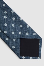 Reiss Washed Indigo Melange Porto Silk Polka Dot Print Tie - Image 4 of 5