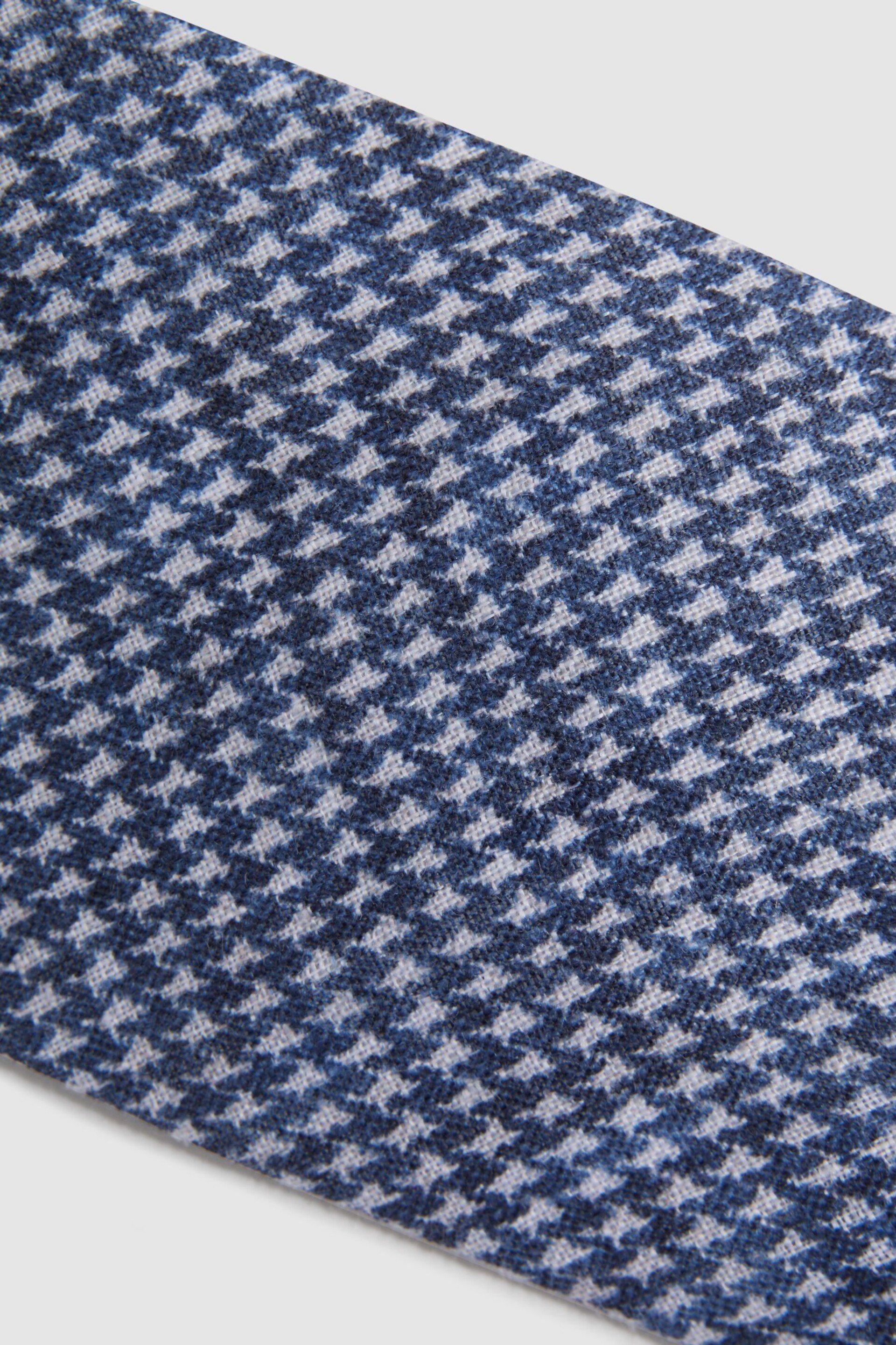 Reiss Airforce Blue Vasto Linen Puppytooth Tie - Image 5 of 5