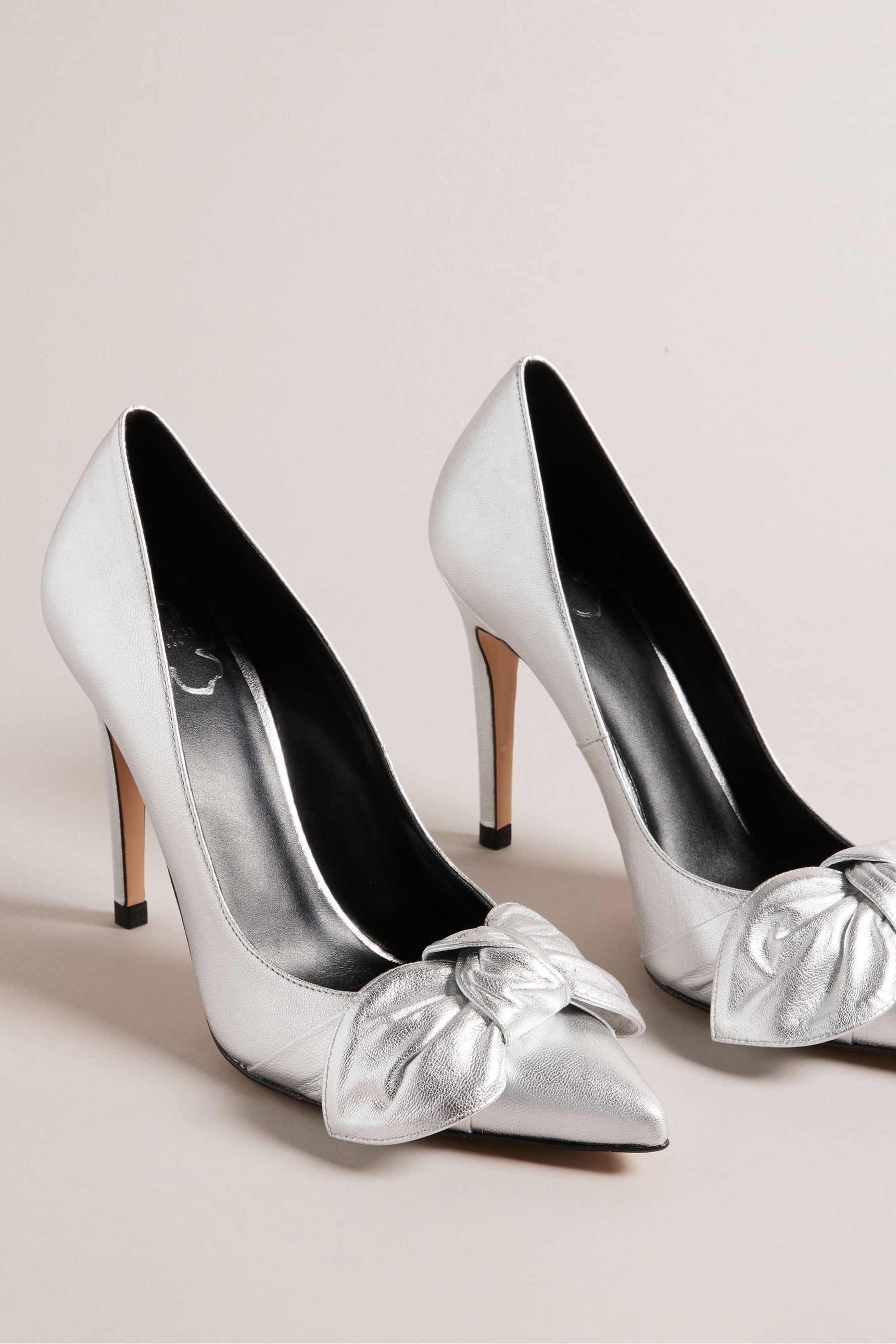 Buy Ted Baker Silver Royal 100MM Metallic Bow Court Shoes from Next Austria