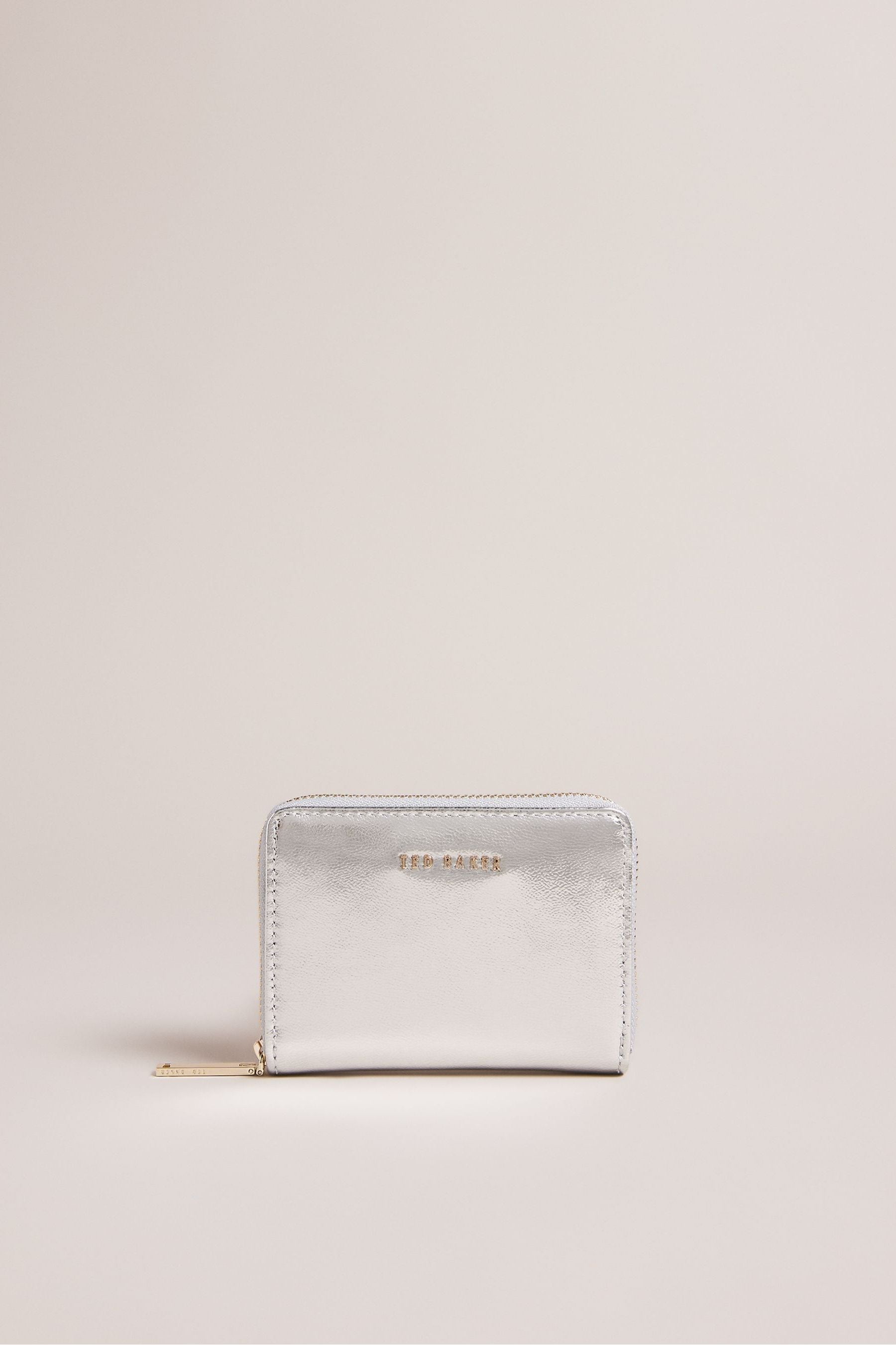 Buy Ted Baker Silver Lilleee Small Zip Around Metallic Purse from Next Luxembourg