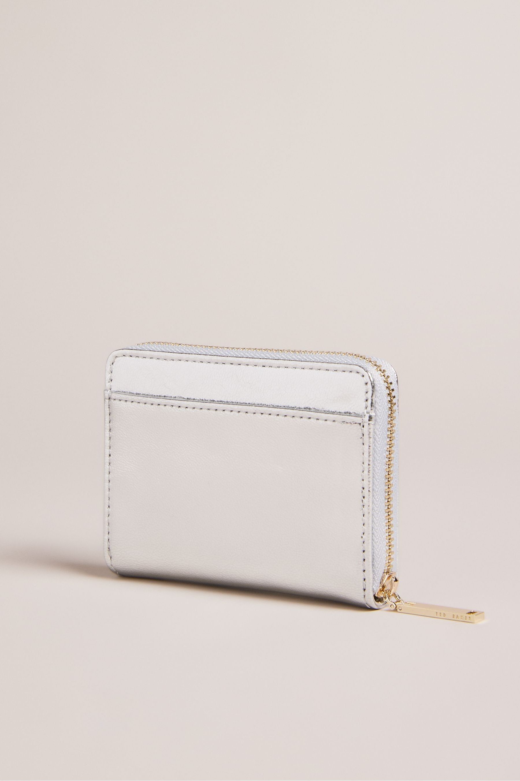 Buy Ted Baker Silver Lilleee Small Zip Around Metallic Purse from Next Luxembourg