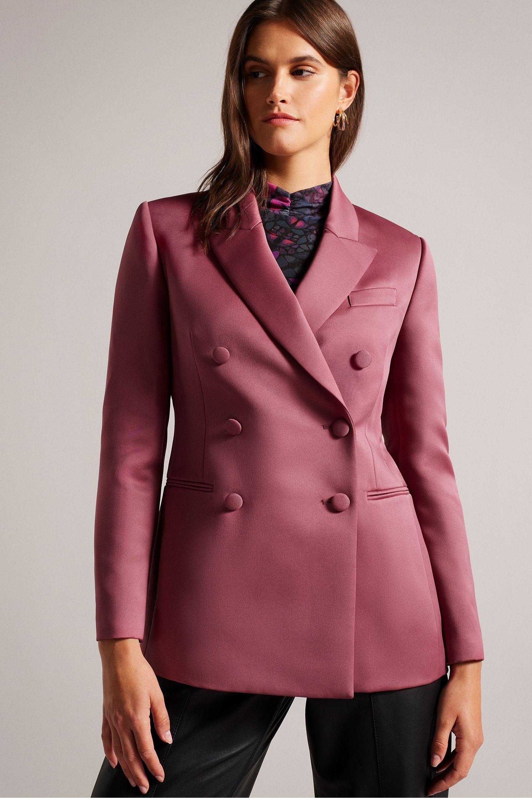 Buy Ted Baker Dp Purple Seraph Double Breasted Satin Boyfriend Blazer from Next Luxembourg