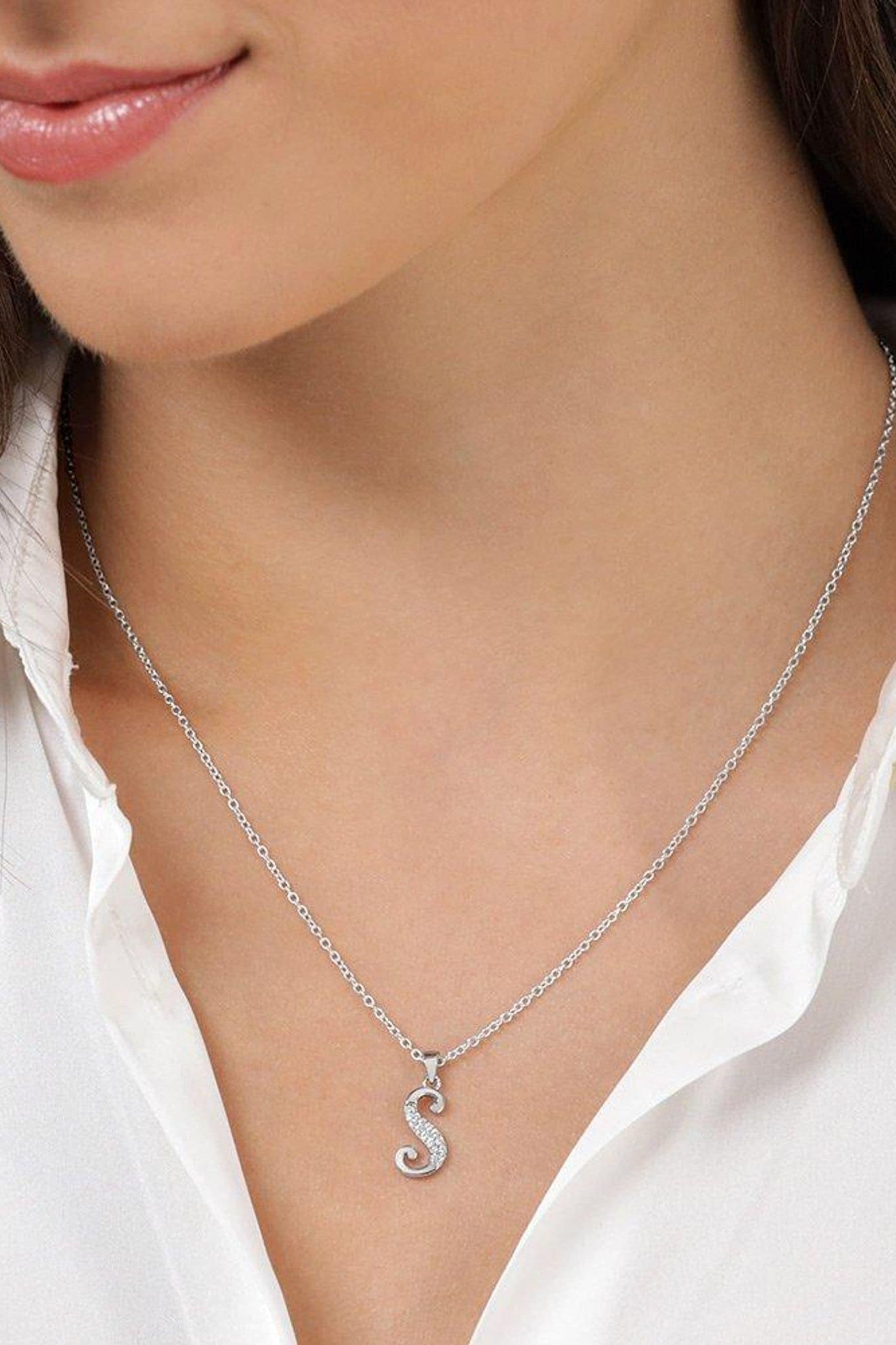 Buy Beaverbrooks Sterling Silver Cubic Zirconia Initial Pendant from the Next UK online shop