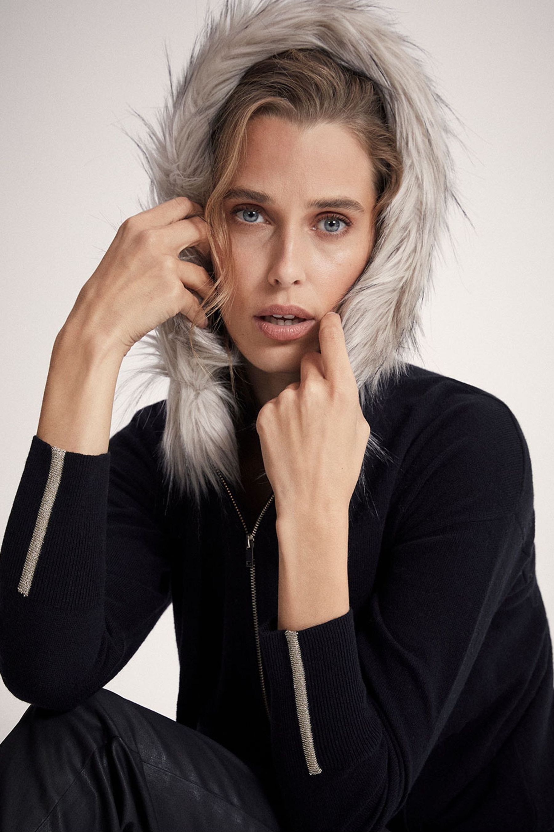 Buy Mint Velvet Black Faux Fur Hood Cardigan from Next Austria