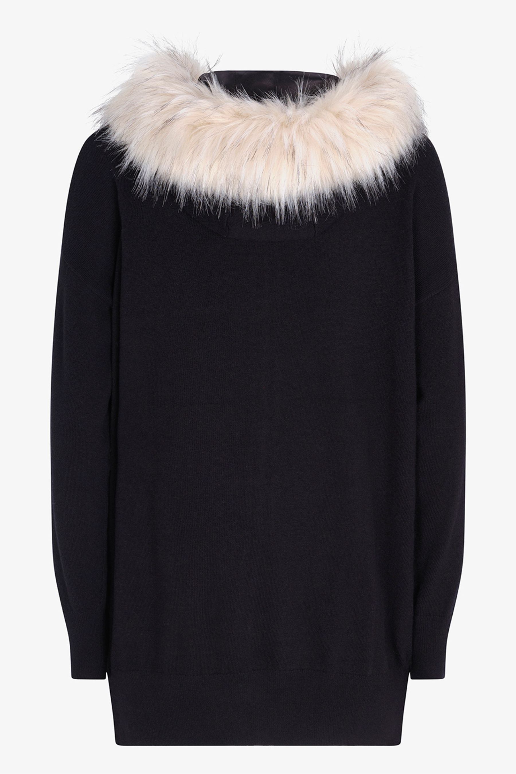 Fur hood cardigan top