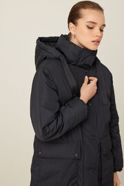 Black Longline Padded Coat - Image 4 of 10