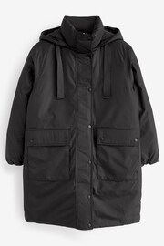 Black Longline Padded Coat - Image 6 of 10