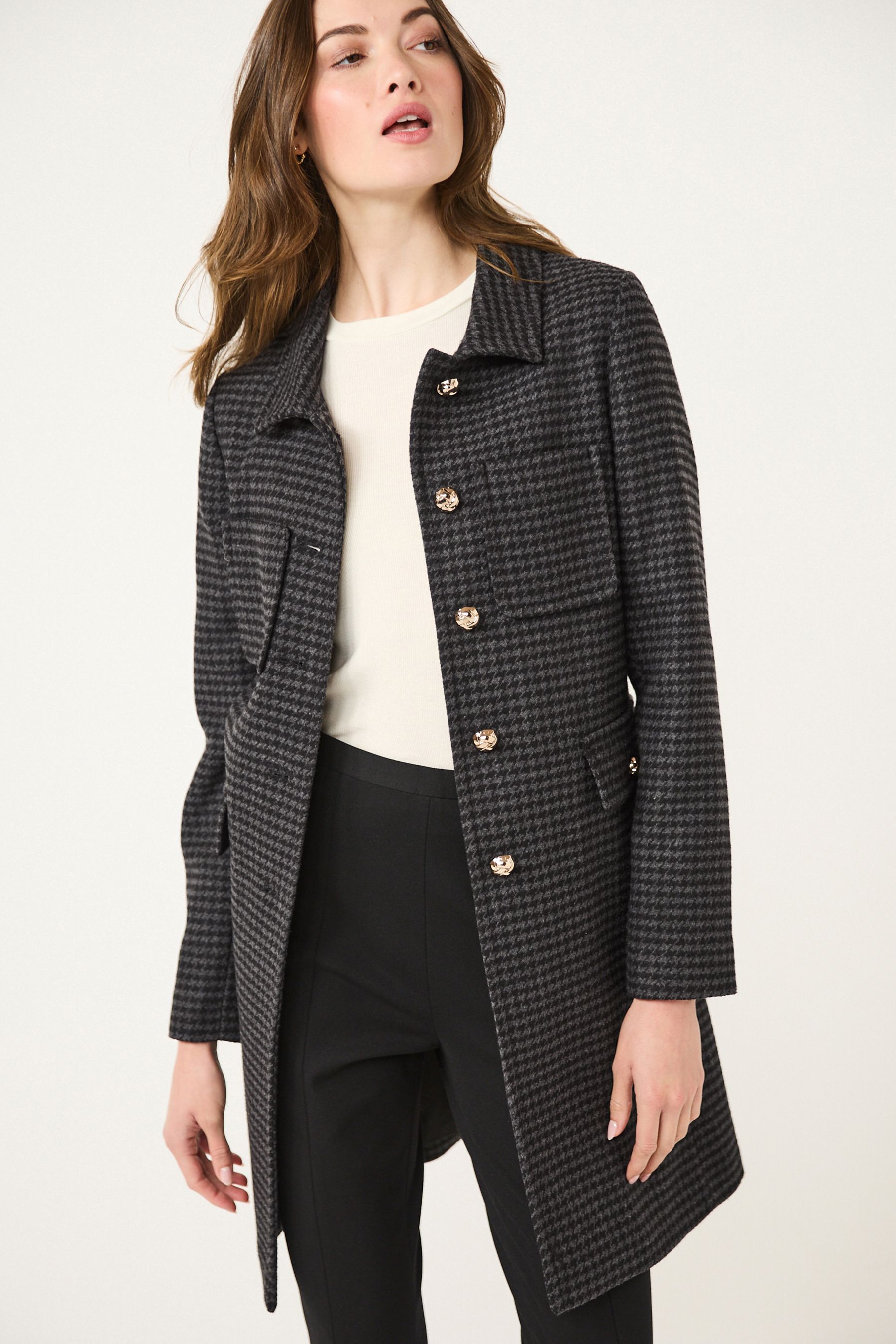 Buy Monochrome Check Dolly Coat from Next Luxembourg