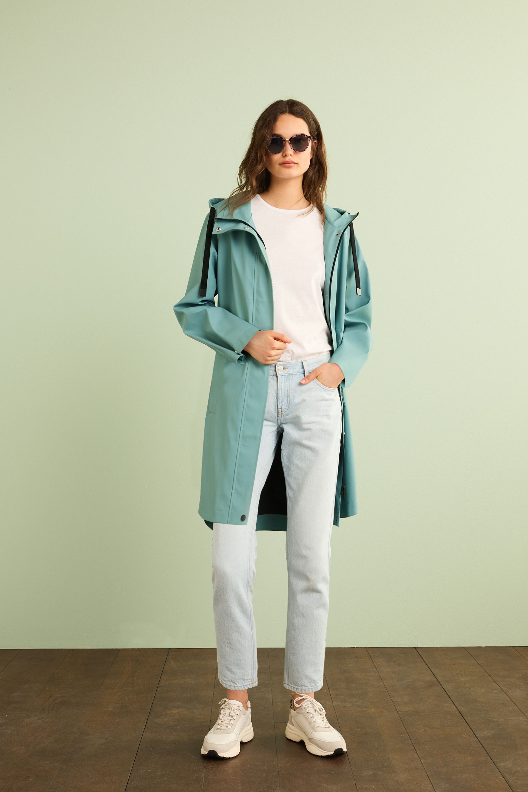 Buy Teal Blue Rubber Showerproof Rain Coat from Next Luxembourg