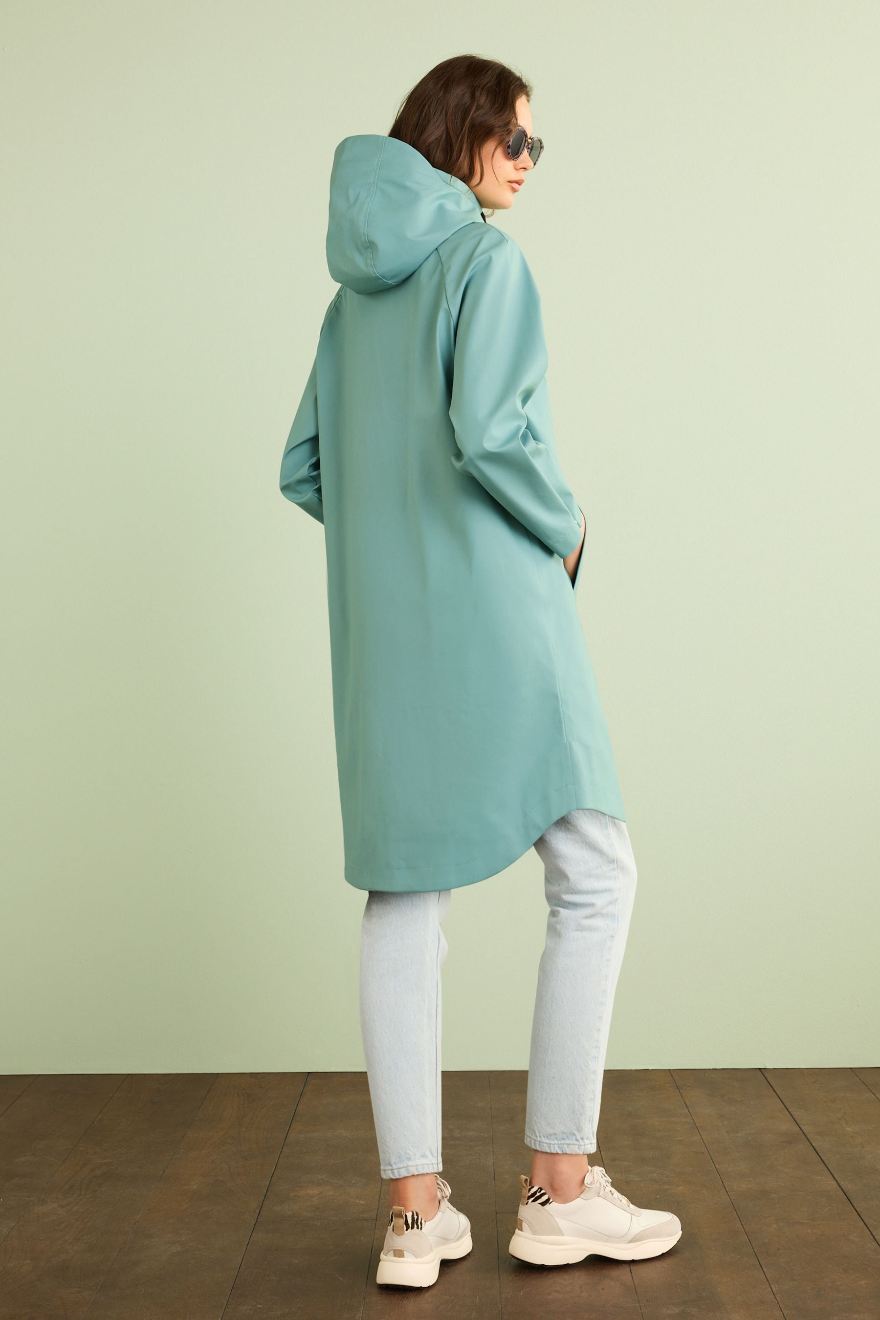 Buy Teal Blue Rubber Showerproof Rain Coat from Next Luxembourg