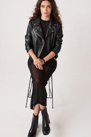 Black Faux Leather Biker Jacket - Image 2 of 6