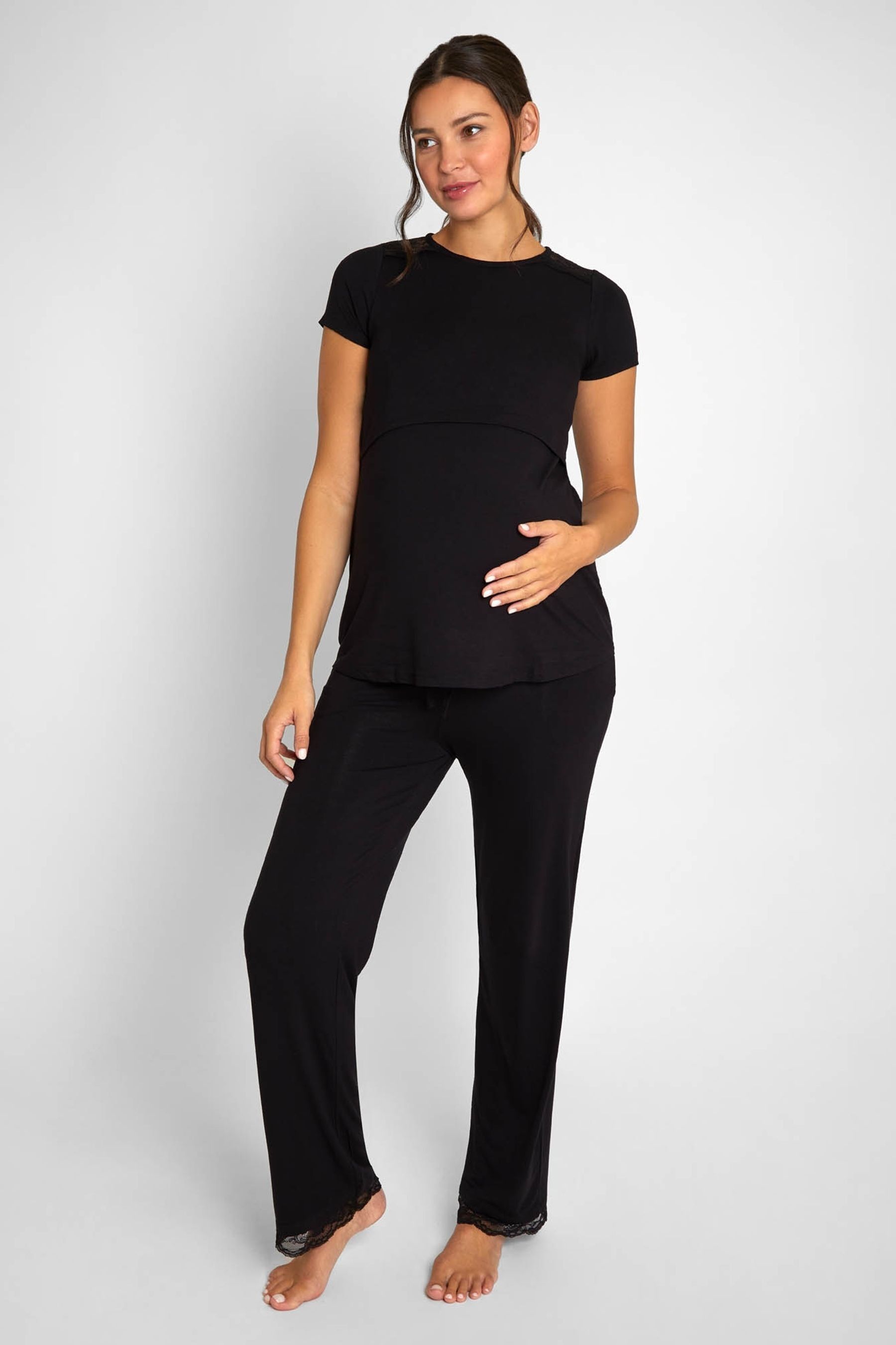 Buy JoJo Maman Bebe Black Lace Maternity Nursing Pyjama Set from Next USA