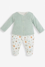 JoJo Maman Bébé Green 2-Piece Sleepsuit & Velour Jacket Set - Image 1 of 10