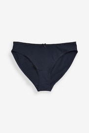 Navy Blue/White High Leg Cotton Rich Knickers 4 Pack - Image 6 of 6