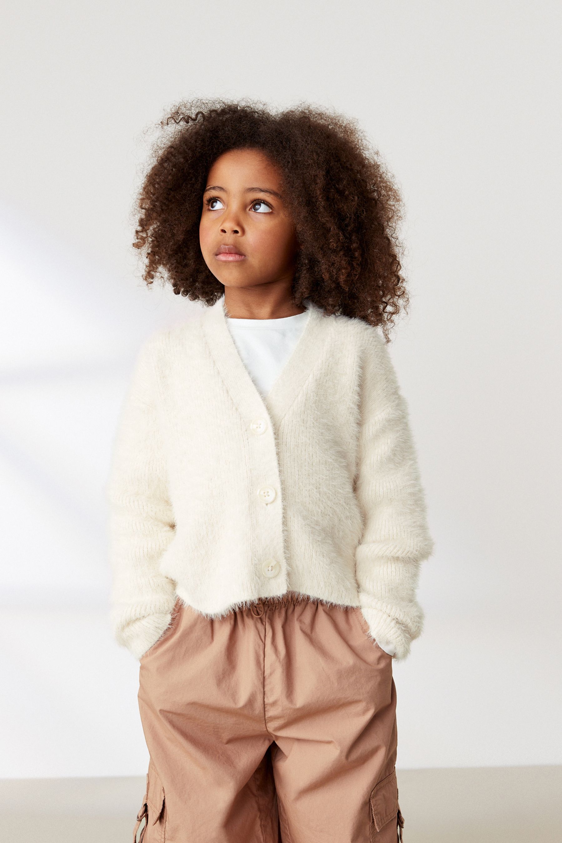 Buy Ecru White Fluffy Cardigan 3 16yrs from Next Luxembourg