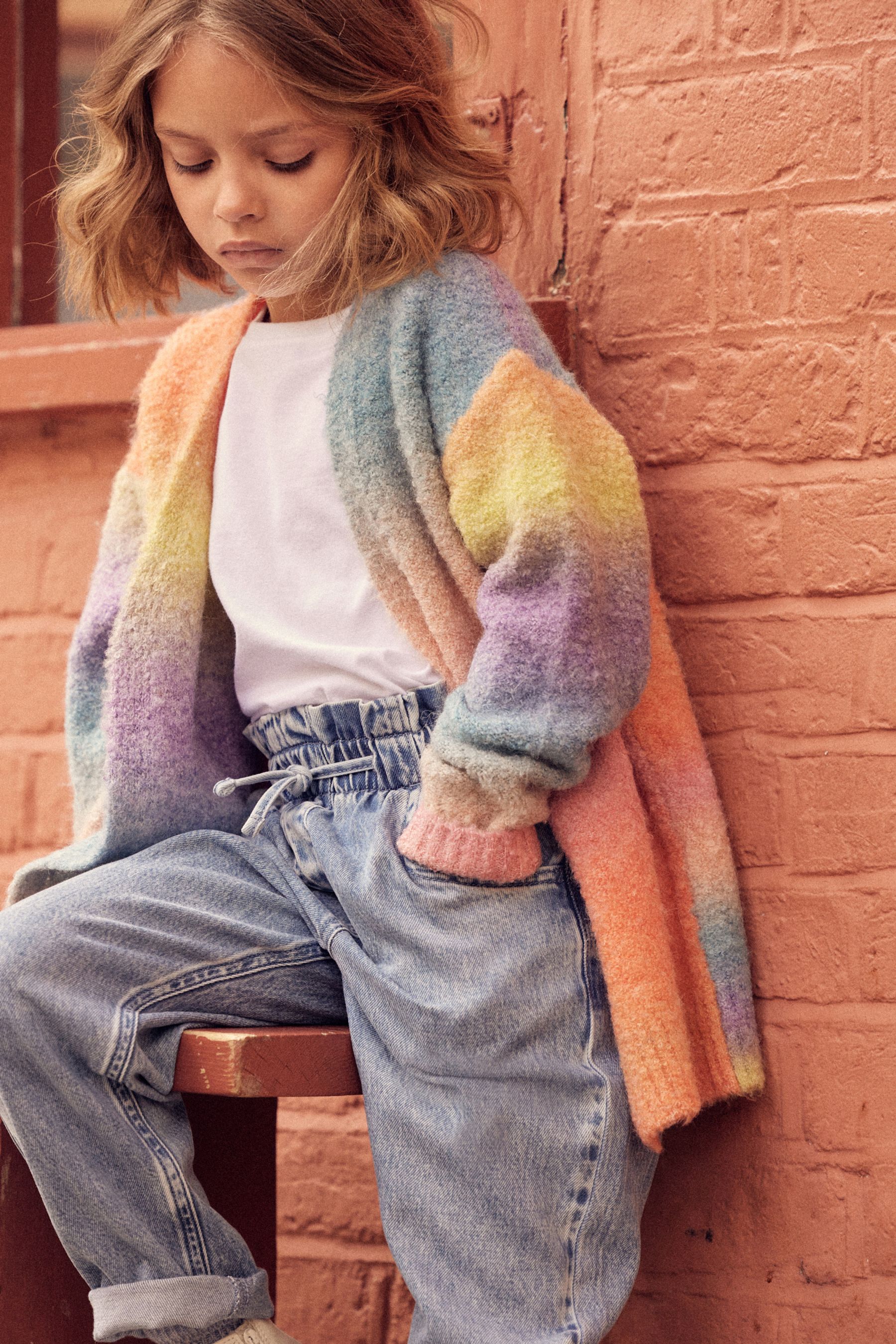 Long rainbow cardigan sales