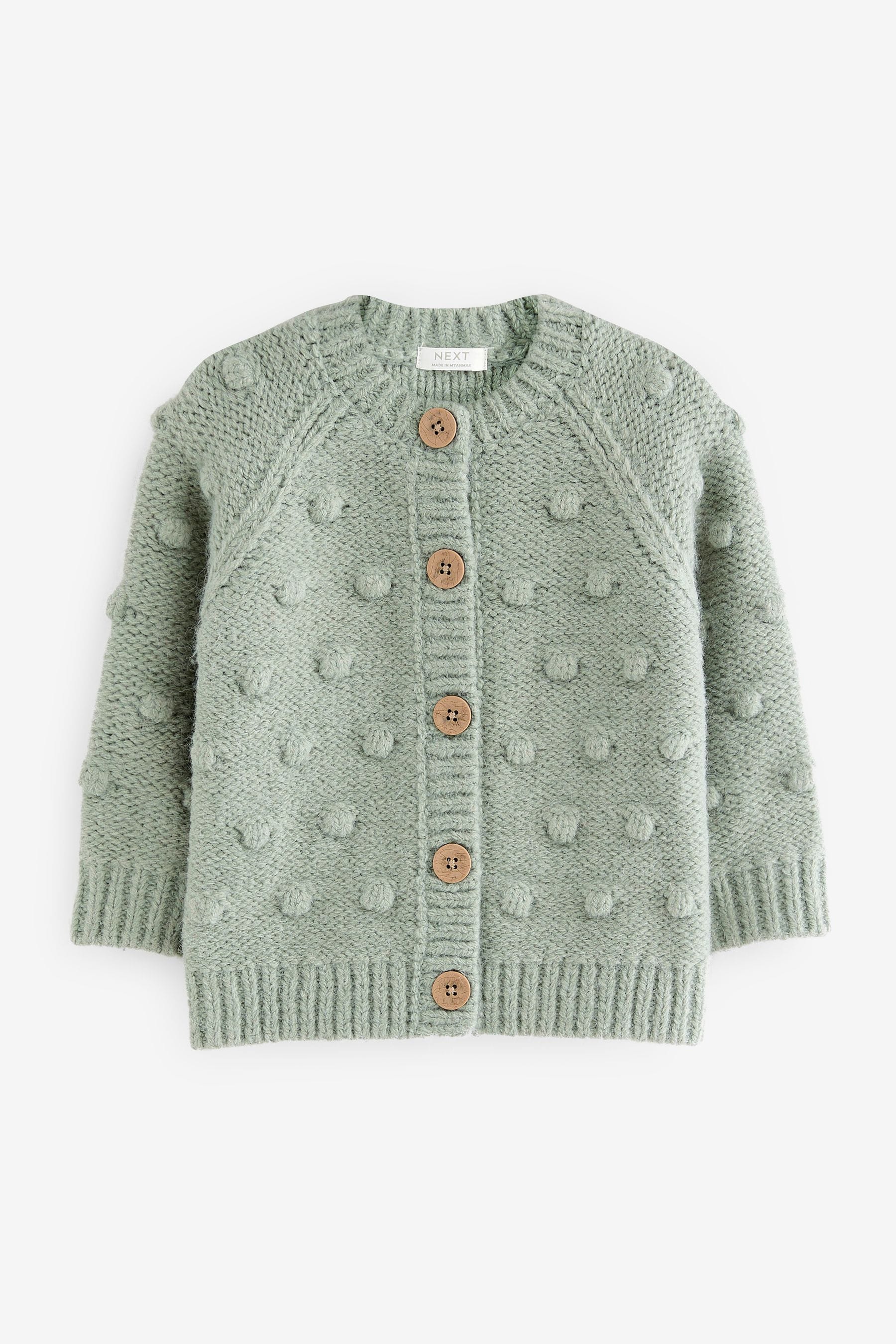 Buy Sage Green Chunky Knit Bobble Cardigan 3mths 10yrs from Next Luxembourg