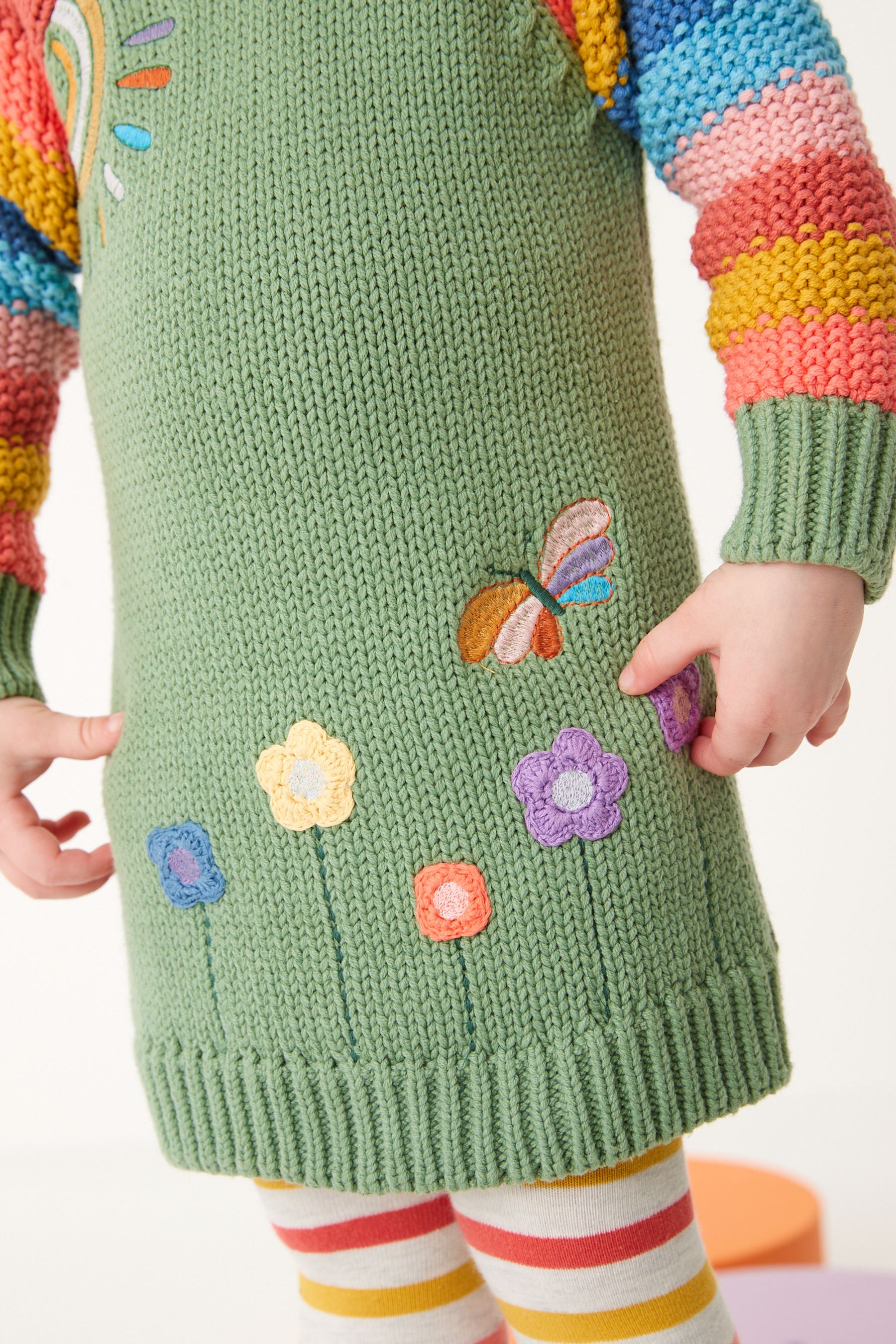 Buy Green Rainbow Character Jumper Dress And Tights Set 3mths 7yrs from Next Luxembourg