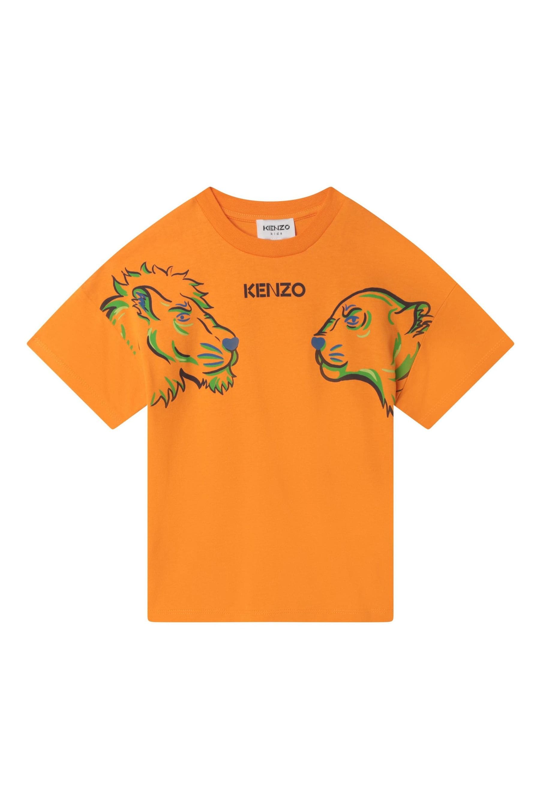 Buy KENZO KIDS Orange Lion And Tiger Print Logo T Shirt from Next Luxembourg