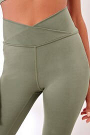 Olive Green Active Studio Sports Wrap Front High Waist Full Length Leggings - Image 6 of 9