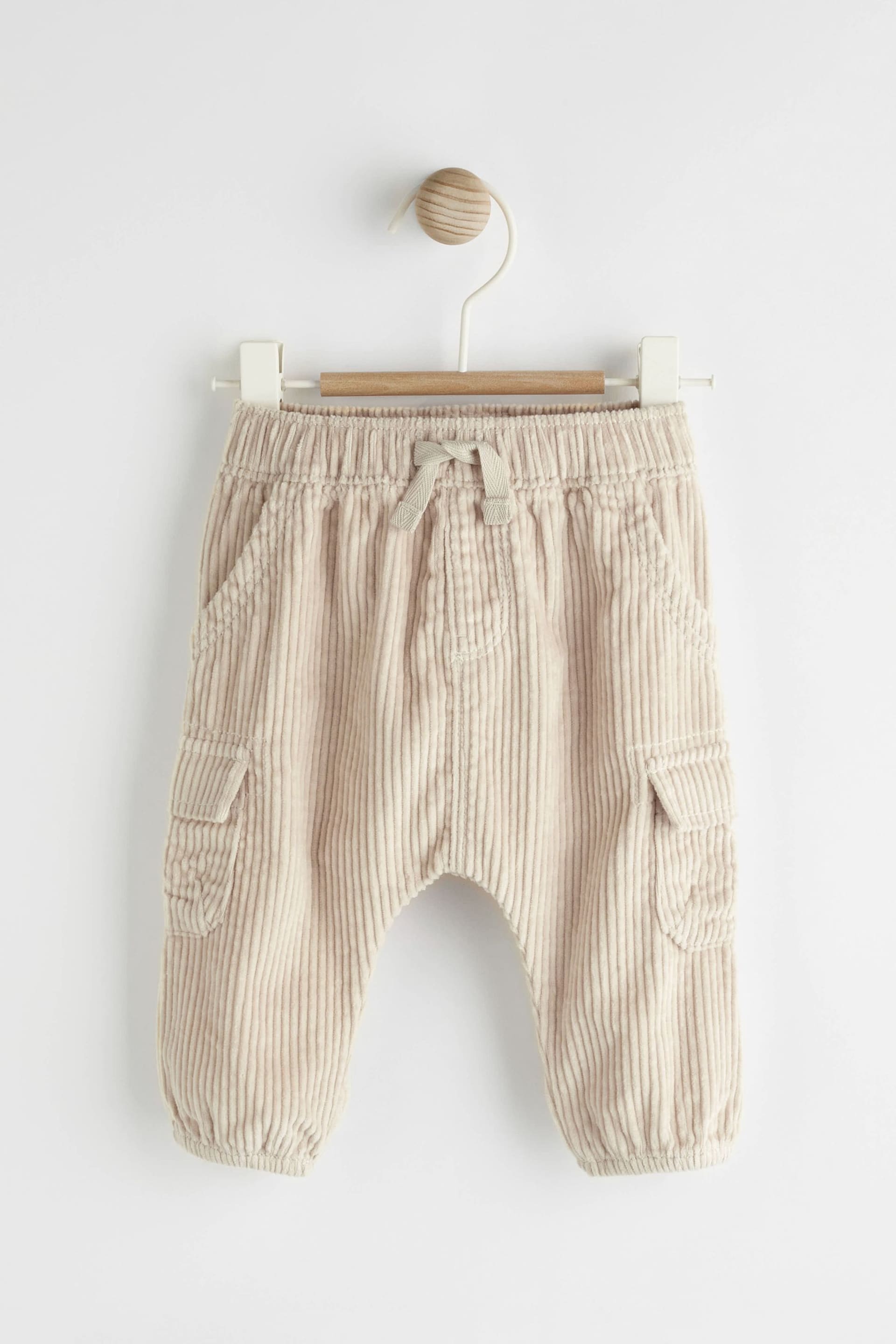 Neutral Corduroy Baby Cargo Joggers - Image 1 of 6