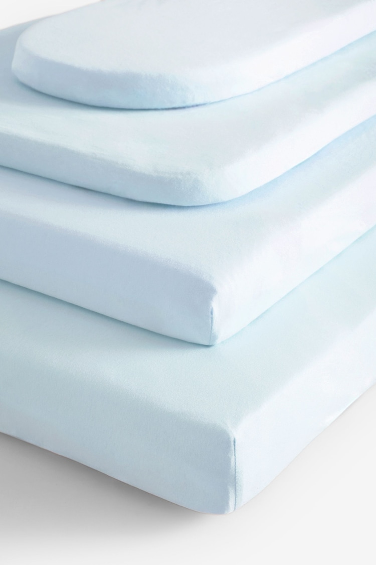 2 Pack Blue Baby 100% Cotton Jersey Fitted Sheets - Image 1 of 7