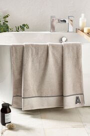 Natural Monogram Bath Sheet 100% Cotton Towel - Image 1 of 5