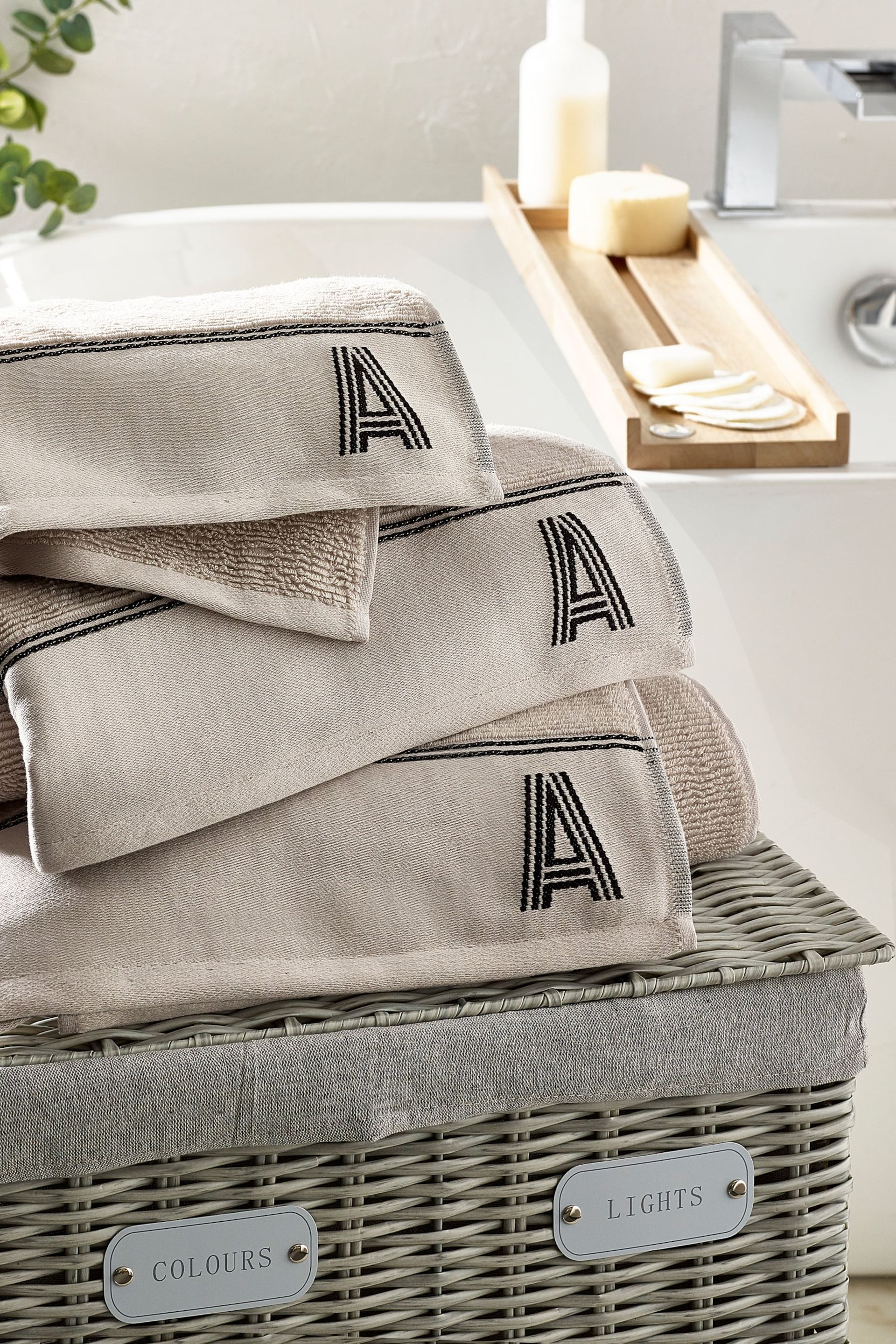 Natural Monogram Bath Sheet 100% Cotton Towel - Image 5 of 5