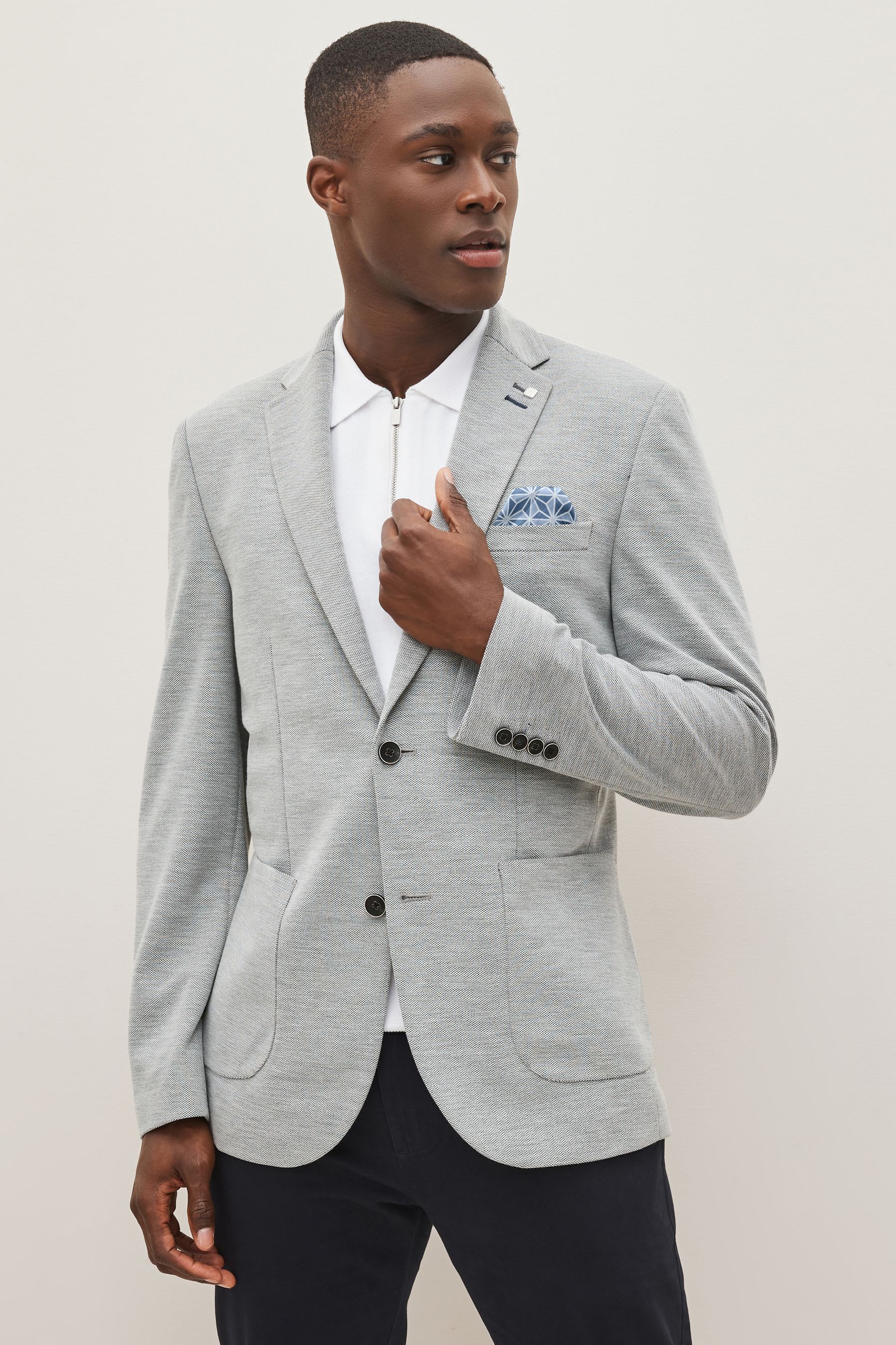 Buy Grey Slim Fit Motionflex Stretch Jersey Blazer from Next Luxembourg