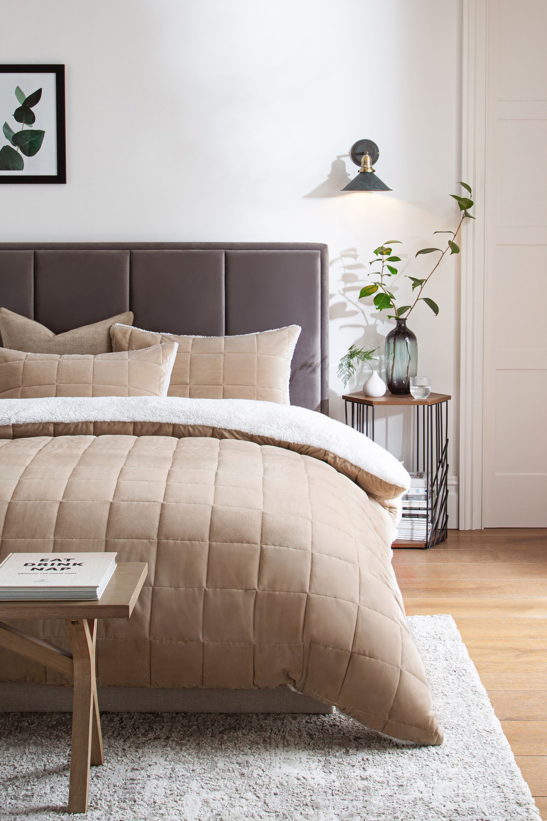 Buy Natural Brooklyn 4.0 Tog Quilted Fleece Duvet Cover and Pillowcase Set from Next Luxembourg