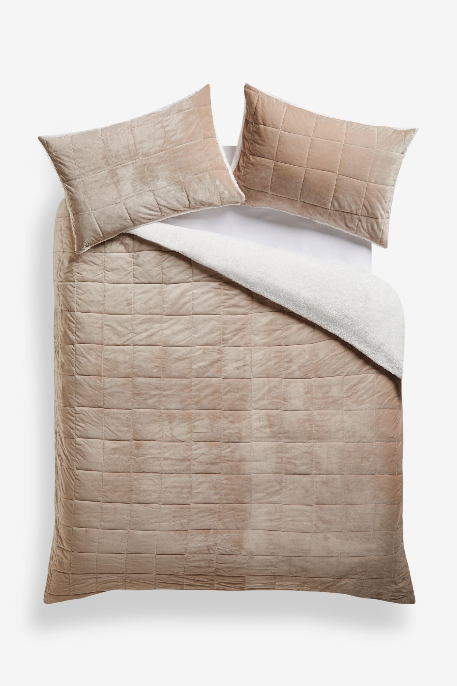 Buy Natural Brooklyn 4.0 Tog Quilted Fleece Duvet Cover and Pillowcase Set from Next Luxembourg